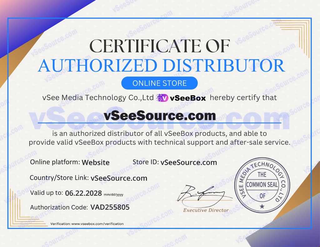 vSeeSource Authorization Certificate